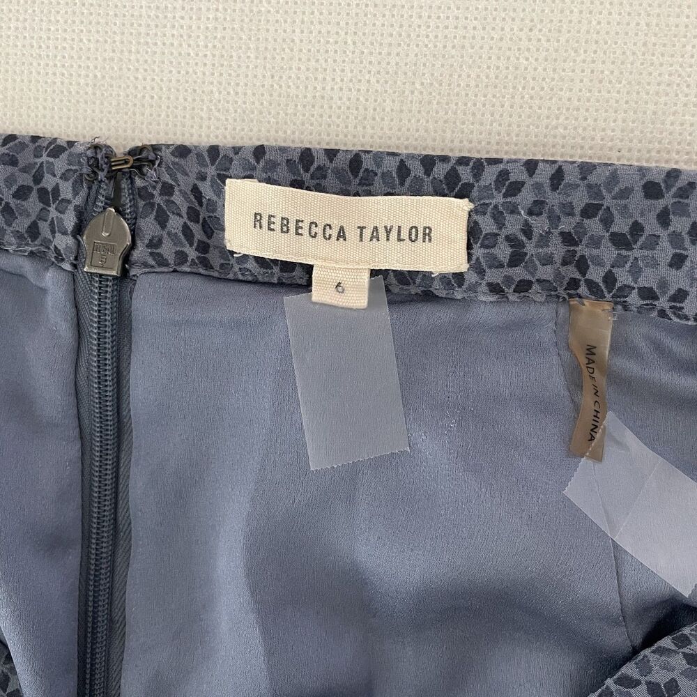 Rebecca Taylor Silk High Low Midi Skirt Blue Asymmetrical Ruffle Hem Size 6 -C - Picture 6 of 12